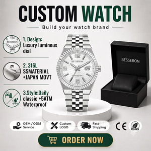 Montre pour homme en acier inoxydable à étiquette privée, logo personnalisé, étanche, luxe, mouvement à quartz, bracelet de 20 mm, cadran analogique pour homme - Product Image 5