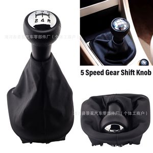 Peugeot 5 Speed Gear <b>Shift</b> <b>Knob</b> Black Leather Ergonomic Car Accessory - Product Image 1