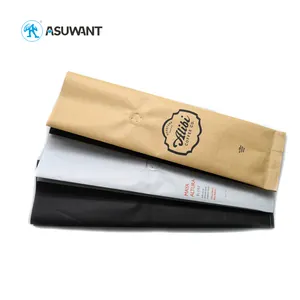 custom printed small side gusset kraft aluminum foil stick instant coffee sachet packaging with tin tie valve