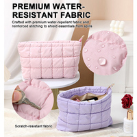 Sac de voyage en coton matelassé de grande capacité, résistant à l'eau, pour cosmétiques, pochette pour pinceaux de maquillage, organiseur de rangement pour articles de toilette