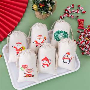 Customizable 10*15cm Recyclable Cotton Drawstring Bag Santa Candy <b>Pouch</b> Logo Print for Jewelry Snack Gift Dust Christmas Theme - Product Image 2