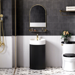 Mueble <span class=keywords><strong>de</strong></span> <span class=keywords><strong>Baño</strong></span> Moderno <span class=keywords><strong>de</strong></span> Estilo Francés Retro con Lavabo Pedestal <span class=keywords><strong>de</strong></span> Cerámica Integrado <span class=keywords><strong>de</strong></span> un Solo Orificio, en Forma <span class=keywords><strong>de</strong></span> <span class=keywords><strong>Columna</strong></span>, para Espacios Pequeños - Product Image 3