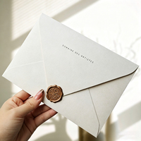 Sobres de Papel de Algodón Mate Personalizados con Logotipo en Relieve, Bajo Pedido Mínimo de 50 Piezas, Sobres Estilo Occidental para Tarjetas de Agradecimiento e Invitaciones de Boda