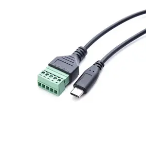 屏蔽USB 3.1 Type-C公头至5针螺钉接线端子扩展电缆