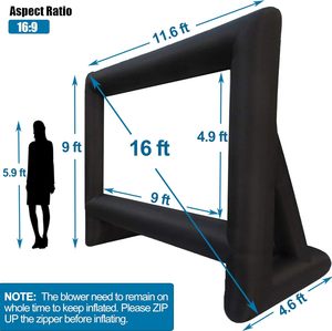 Pantalla de cine inflable de 16 pies, pantalla de proyector para exteriores para noches de cine en el patio trasero, fiestas temáticas, celebraciones - Product Image 1