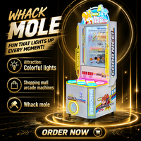 Macchina da gioco arcade Whack-a-Mole con luci LED colorate per parchi giochi interni, in metallo, versione inglese