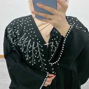 Elegante Ramadán Abaya Kimono-Mujeres Musulmanas <span class=keywords><strong>Jalaba</strong></span> Marroquí Con Cuentas Maxi Vestido Mangas De Murciélago Estilo Kuwaití Ropa De Oración - Product Image 4