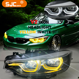 Feux avant SJC Auto V2 IKON pour BMW Série <span class=keywords><strong>4</strong></span> <span class=keywords><strong>F32</strong></span> F36 F80 F82, lampes avant 13-20, LED modifiées bicolores jaune/blanc, interrupteur DRL - Product Image 1