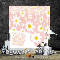 Nappe rectangulaire rose à motif floral marguerite, imperméable, jetable, en PEVA, pour fête, jardin, thé, Cottagecore