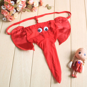 <b>Men</b> Sexy Cartoon Elephant <b>Thong</b> Underwear Low Rise Acrylic Fiber Temptation Lingerie Black Red Blue Leopard Print - Product Image 2