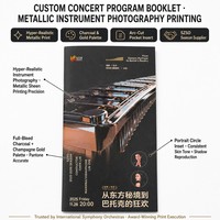 Özel Ofset Baskılı Konser Programı Metalik Fotoğraf Kitapçığı, Kavisli Kesim Cepli ve Sanat Kağıdı Üzerine Saddle Dikişli