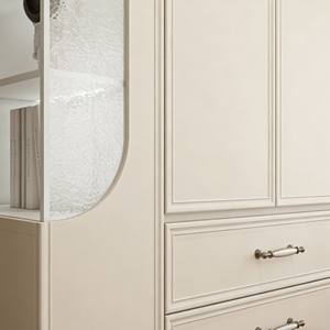 Armario de Dormitorio de Madera Directo de Fábrica, Diseño de Puerta Corredera de Vidrio, Escritorio Integrado y Organizador de Cajones para Gran Almacenamiento - Product Image 3