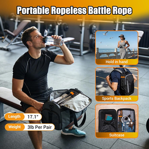 Wellshow Sport <span class=keywords><strong>Corde</strong></span> de combat portable sans <span class=keywords><strong>corde</strong></span>, avec poids réglables, cordes de combat sans fil pour la maison et la salle de sport, équipement d'exercice lesté - Product Image 6