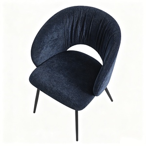 Modern <b>Velvet</b> Upholstered <b>Dining</b> <b>Chair</b> With Metal Legs Contemporary Design <b>Navy</b> Blue Home Furniture - Product Image 5