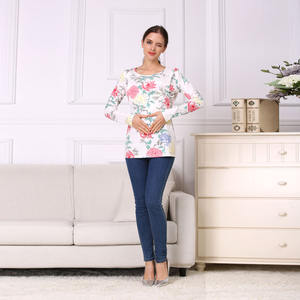 Ropa de maternidad, camisetas de <span class=keywords><strong>lactancia</strong></span> florales de manga larga, ropa de <span class=keywords><strong>lactancia</strong></span> para Primavera, ropa de <span class=keywords><strong>lactancia</strong></span> de algodón elástico, MOQ bajo - Product Image 3