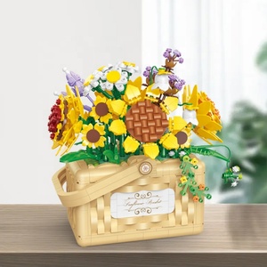 Nuevo Estilo Balody 21071-21072, Bloques de Construcción de Cestas de Flores de Girasol y Rosa, Ladrillos de Flores DIY, Decoración de Ramo Romántico - Product Image 4