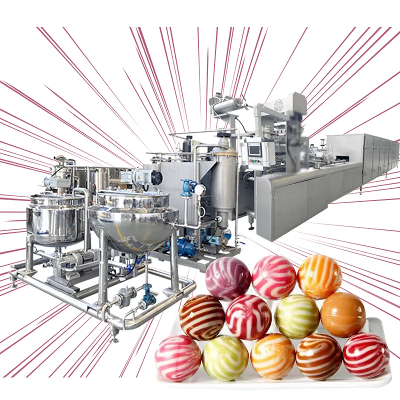 PLC control candy lollipop manufacturers ball lollipop fully automatic production line fruit lollipop machine