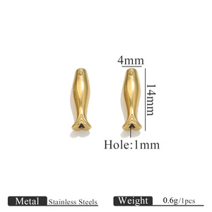 หลอดไม้ไผ่และลูกปัดปลา |   จี้สเปเซอร์โค้งสแตนเลสสตีลชุบทอง 18K PVD สำหรับทำสร้อยข้อมือ สร้อยคอ DIY - Product Image 6