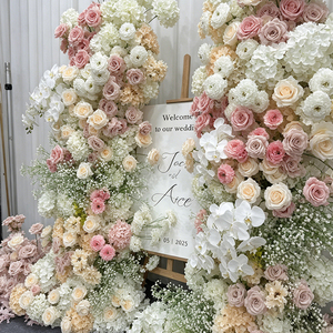 ดอกกุหลาบประดิษฐ์สีชมพูขาวผสมผสาน โรแมนติก ชวนฝัน จัดดอกไม้แฮนด์เมดจากโพลีเอสเตอร์ สำหรับตกแต่งงานแต่งงาน - Product Image 4