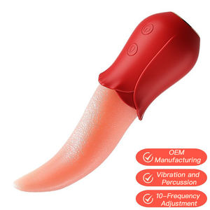 Вибратор с розовым языком, 10-скоростной клиторальный стимулятор, секс-игрушка для взрослых, силикон + АБС-USB перезаряжаемый водонепроницаемый - Product Image 2