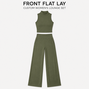 Conjunto de Dos Piezas Personalizado para Mujer, Sin Mangas, Cuello Alto, Pantalones de Pierna Ancha de Cintura Alta, para Relajarse en Casa y Actividades al Aire Libre - Product Image 3