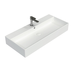 Lavabo en céramique blanc personnalisé OEM pour hôtel, installation facile - Product Image 1