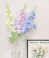 Delphinium Ajacis artificiel blanc et bleu, fleurs en soie avec tiges pour décoration de mariage, maison, jardin, Noël