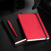 Cuaderno de notas de cuero PU con logotipo personalizado de alta calidad A5 presupuesto escuela de negocios diario de oficina diario cuaderno con banda elástica