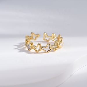 แหวนผีเสื้อชุบทอง 18k เงินแท้ 925 ราคาโรงงาน เครื่องประดับคุณภาพดี ขายส่ง แหวนเพชรซิร์โคเนียทรงหยดน้ำ ปรับขนาดได้ - Product Image 2