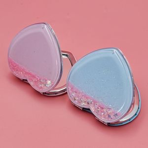 Luxury Private Label Bling Makeup <b>Mirror</b> Wholesale Hand Held Cosmetic Make up <b>Mirror</b> Double Sided Pocket Heart Compact <b>Mirror</b> - Product Image 1