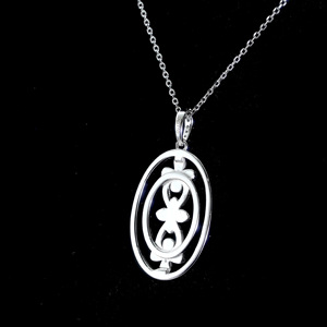Cadermay Moissanite Pendant 29x19mm Oval Flower Design <b>Silver</b> <b>Necklace</b> Everyday Wear - Product Image 2