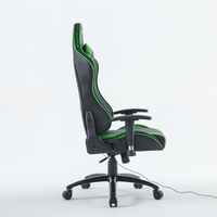 Chaise de Gaming ergonomique en cuir, fauteuil avec éclairage Led Rgb, noir et vert, pour ordinateur, Gaming de course