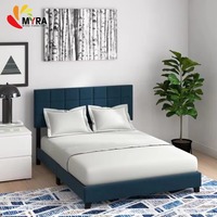 Lit double moderne rembourré, meubles en bois sur mesure, ensemble de meubles de chambre à coucher en tissu