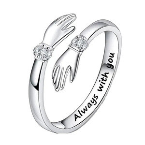 <b>Hugging</b> Hands Open Design <b>Ring</b> Adjustable Style Finger <b>Ring</b> for Women - Product Image 1