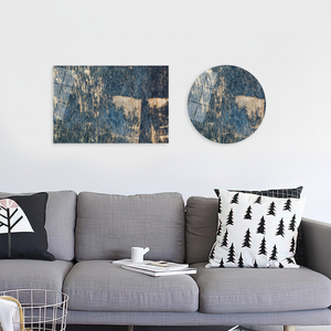 Navy Blue <b>Abstract</b> Plaster Print - Elegant Modern <b>Canvas</b> Artwork,TEMPERED GLASS ART - Product Image 3