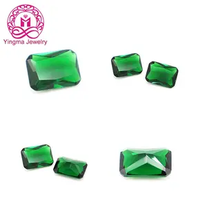 Wholesale Glass Gems Bulk Emerald Green Gemstone Octagon Blue Black Colored Glass Gem Stones