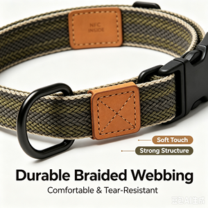Collier tissé réglable pour animaux de compagnie avec puce NFC, boucle de collier, sangle de cou pour chiens de petite, moyenne et grande taille - Product Image 2