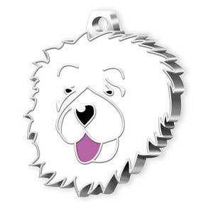 Placa de Identificación para Perros Chow Chow, de Metal Blanco - Product Image 1