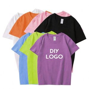 T-shirts décontractés à col rond en tricot doux et agréable pour la peau pour enfants, 100% coton pur, manches courtes - Product Image 3