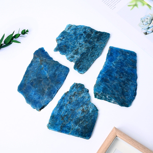 天然クォーツクリスタルジェムストーンブロック生クリスタルストーン青アパタイトスライスジュエリー作り - Product Image 4