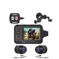 Layar IPS 1080P Tahan Air Kamera Dasbor Sepeda Motor Lensa Ganda Kamera Depan/Belakang Kaca Spion Perekam Video DVR Moto Penglihatan Malam