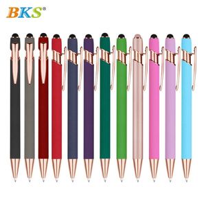 Luxury Ballpoint Custom Logo Rose <b>Gold</b> Metal Soft Touch Screen <b>Pens</b> Uv Printing Black Ink Modern Design Rubber Grip for - Product Image 2