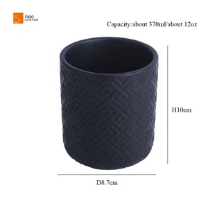 Bougeoir rond parfumé, Design personnalisé, en céramique, forme ronde, pour décor de maison, bocaux de bougie de soja noir, tasse avec <span class=keywords><strong>couvercle</strong></span> en <span class=keywords><strong>béton</strong></span> bambou, 50 pièces - Product Image 6