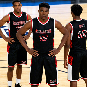 Maillot de basketball noir sans manches imprimé pour adulte, respirant, anti-humidité, séchage rapide, en polyester, design cousu - Product Image 1
