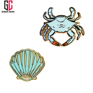15 ans d'usine personnalisé métal bleu crabe et pétoncle émail épinglette cadeau pour la vie marine océan et aquarium créatures artisanat cadeau - Product Image 3