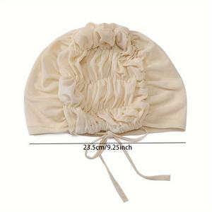 Couverture inférieure en maille <span class=keywords><strong>de</strong></span> couleur unie mince respirant élastique intérieur Hijab chapeau décontracté cravate dos Hijab Ramadan chimiothérapie casquette dames - Product Image 5