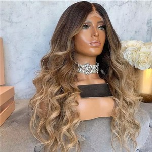 Parrucca con Coda Alta Ombre Marrone <span class=keywords><strong>Cenere</strong></span>, Onda Morbida, Doppio Filamento, <span class=keywords><strong>Capelli</strong></span> Umani Kosher, Parrucca Frontale in Pizzo HD 360 Trasparente - Product Image 4