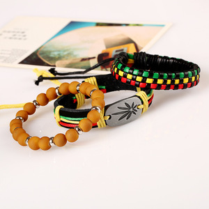 3 PCS/set Bracelet de perles africaines réglable Jamaica Jewelry Multi Layer Ethnic Tribal Tressé Bracelet Hommes Femmes - Product Image 3