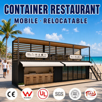 Restaurant Conteneur Préfabriqué en Acier High Cube, Kiosque Mobile Modulaire pour Restauration Rapide, Extensible pour la Restauration Commerciale en Extérieur
