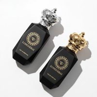 Botella de Perfume de Vidrio Irregular de Lujo Personalizada para Hombre, 50 ml 100 ml, Certificación CE, Botella de Perfume Negra Mate con Tapa de Corona